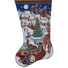 Rebecca Wood Designs Village Christmas Stocking Needlepoint Canvas - 18M