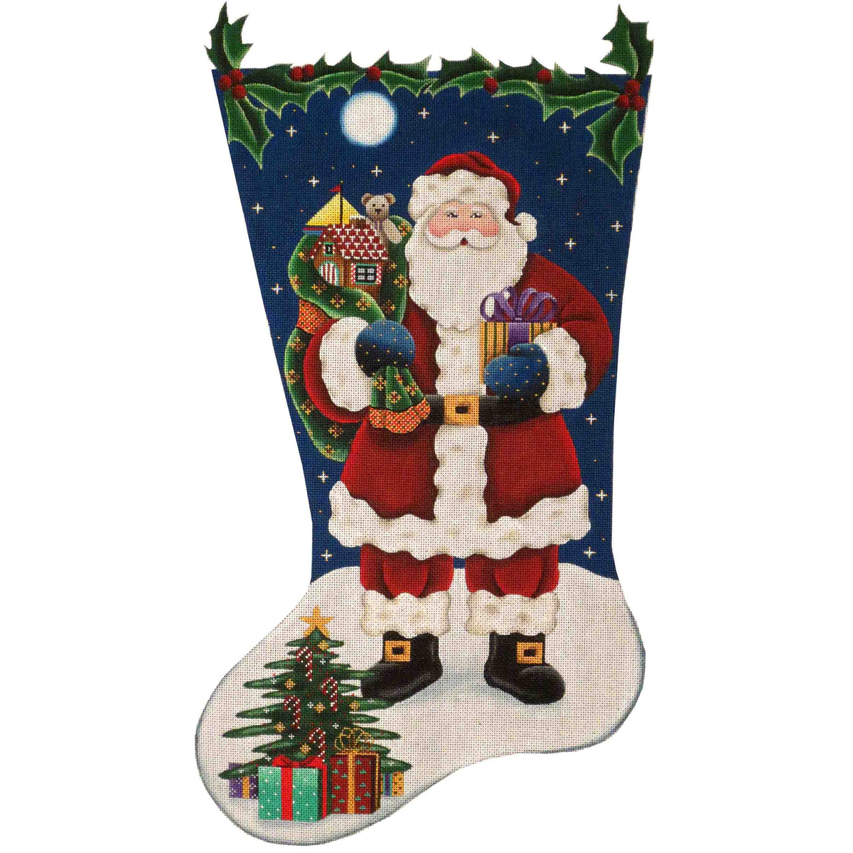 Rebecca Wood Designs Traditional Santa Stocking Needlepoint Canvas - 13M