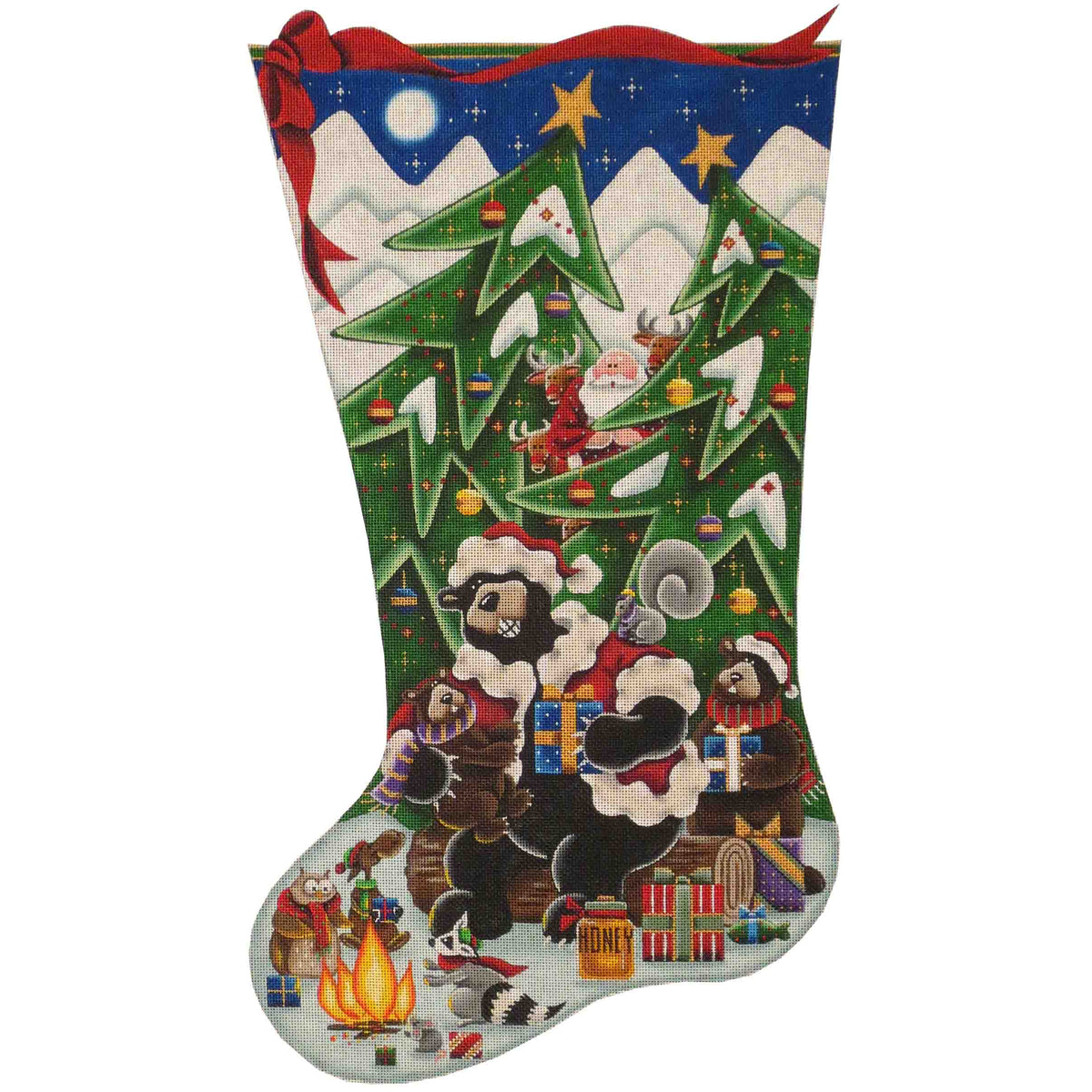 Rebecca Wood Designs Santas Claws Stocking Needlepoint Canvas - 13M