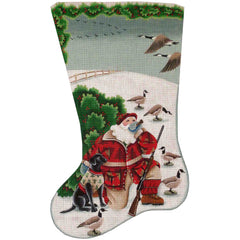 Rebecca Wood Designs Santa And His Dog Stocking Needlepoint Canvas - 18M