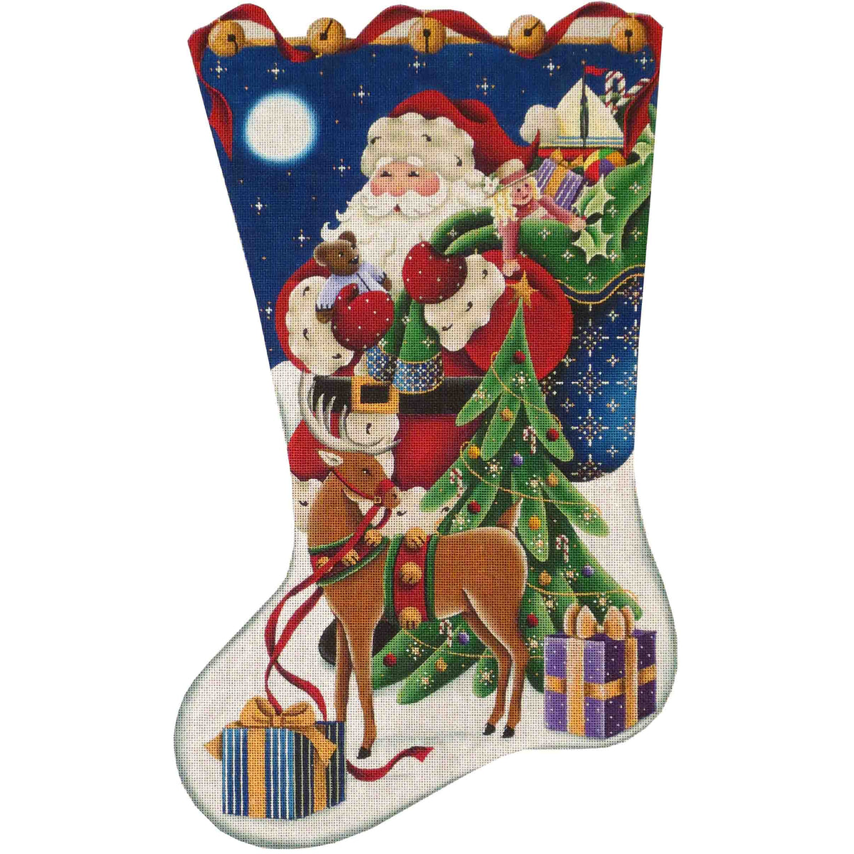 Rebecca Wood Designs Christmas Evening Stocking Needlepoint Canvas - 18M