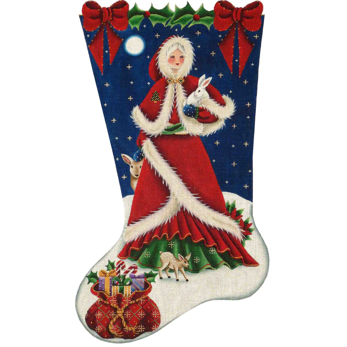 Rebecca Wood Designs Mrs Santa Stocking Needlepoint Canvas - 13M