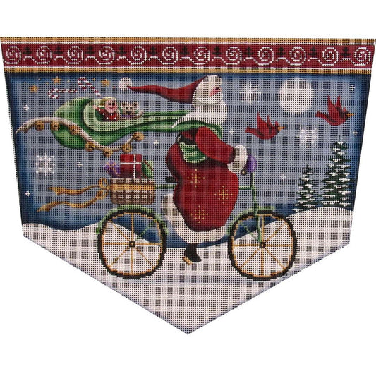 Rebecca Wood Designs Bicycle Santa Needlepoint Canvas - 13M