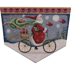 Rebecca Wood Designs Bicycle Santa Needlepoint Canvas - 13M