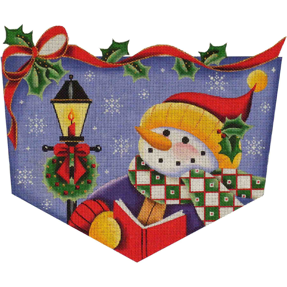 Rebecca Wood Designs Caroler Snowman Needlepoint Canvas - 13M