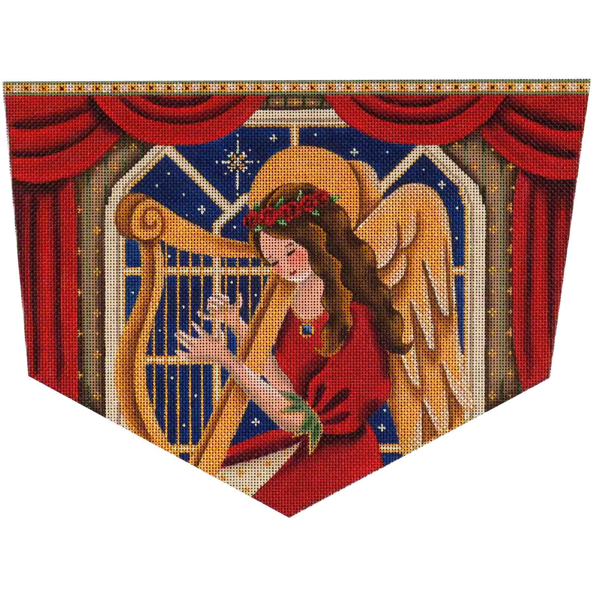 Rebecca Wood Designs Golden Harp Angel Needlepoint Canvas - 18M