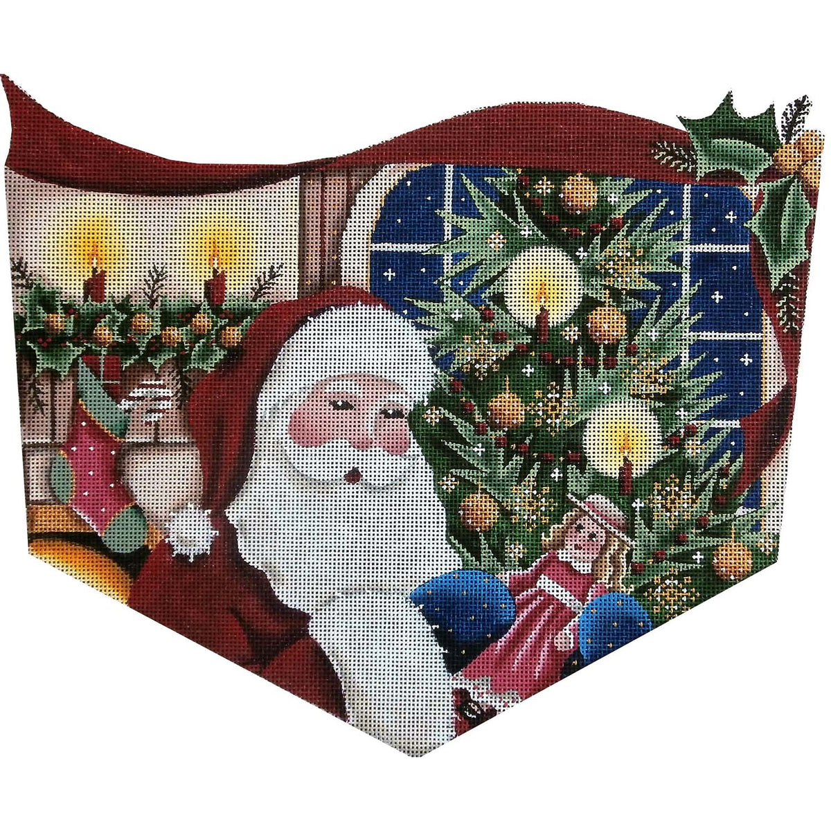 Rebecca Wood Designs Santa Presents Girl Needlepoint Canvas - 18M