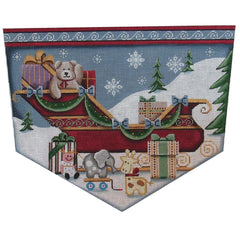 Rebecca Wood Designs Teddy in the Sleigh Needlepoint Canvas - 18M