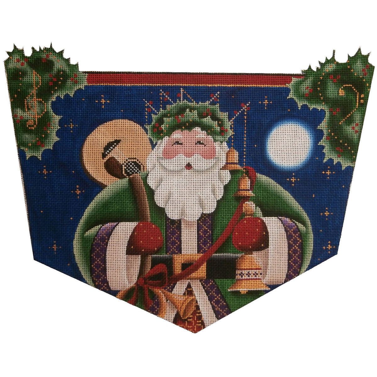 Rebecca Wood Designs Guitar Santa Needlepoint Canvas - 18M