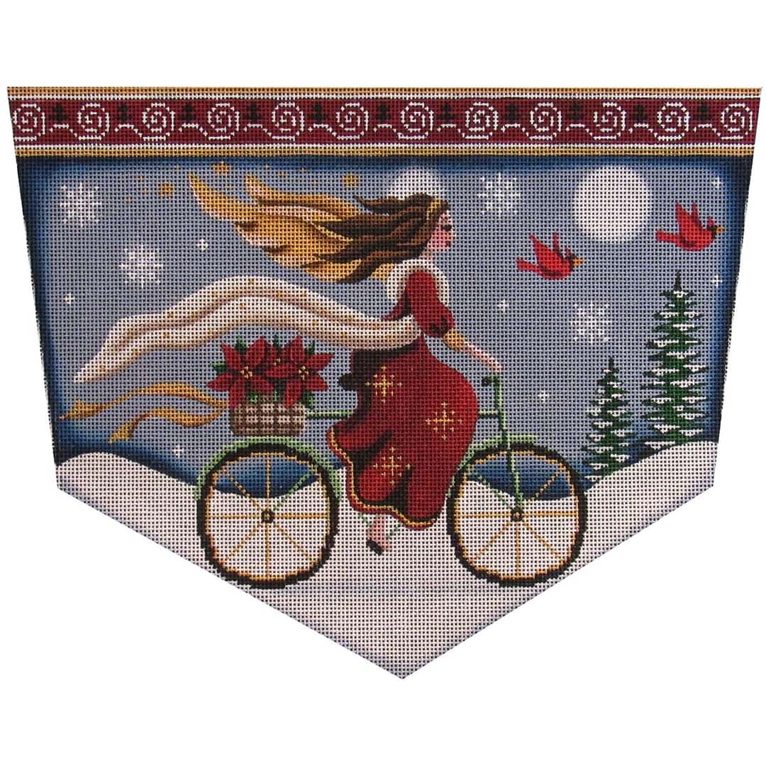 Rebecca Wood Designs Bicycle Angel Needlepoint Canvas - 18M