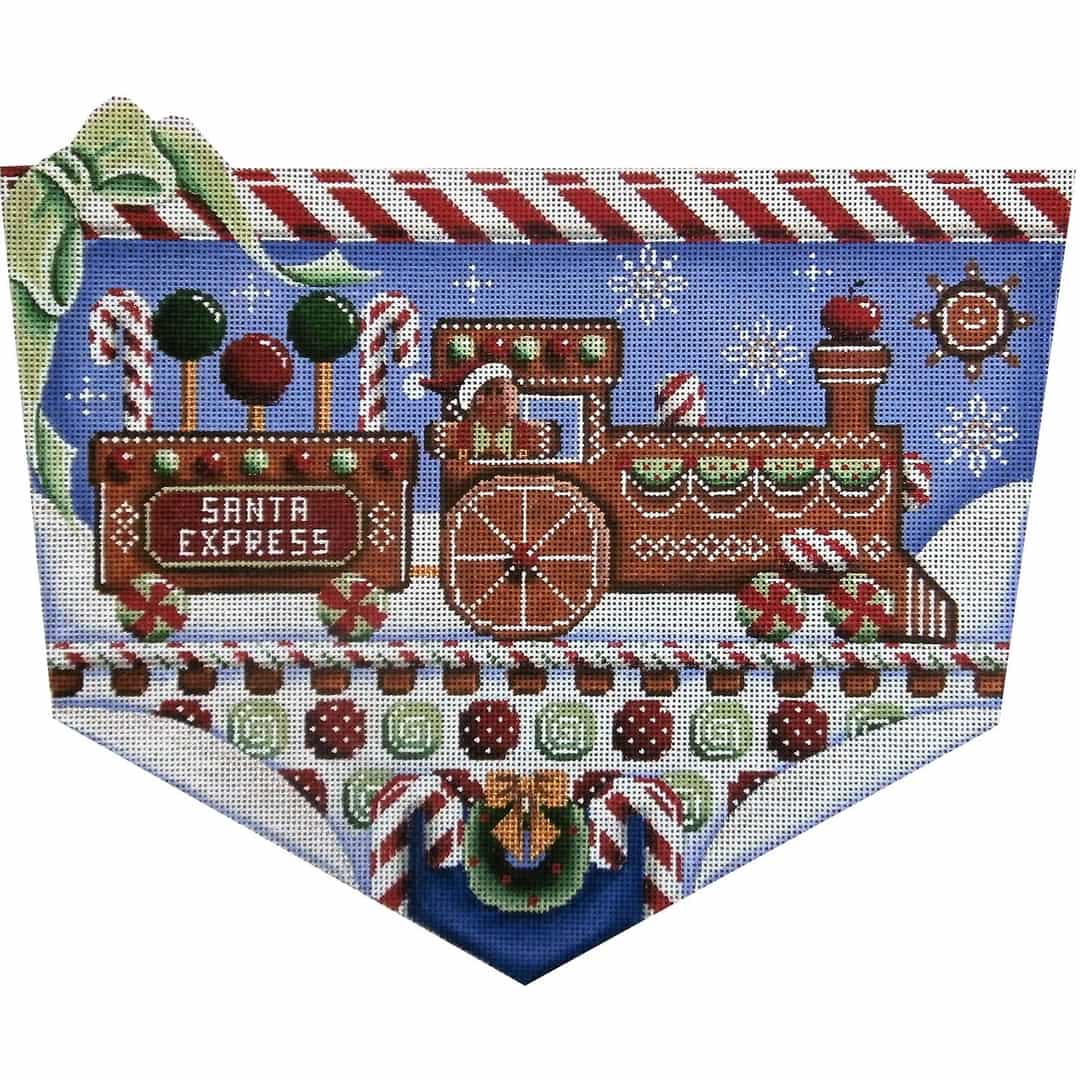 Rebecca Wood Designs Gingerbread Train Needlepoint Canvas - 18M
