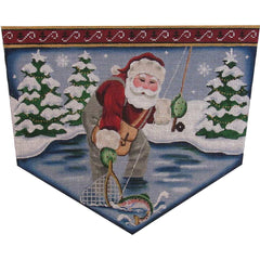 Rebecca Wood Designs Fly Fishing Santa Needlepoint Canvas - 18M