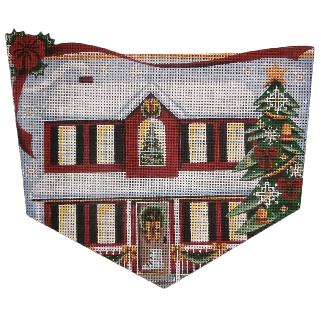 Rebecca Wood Designs Red House Christmas Needlepoint Canvas - 13M