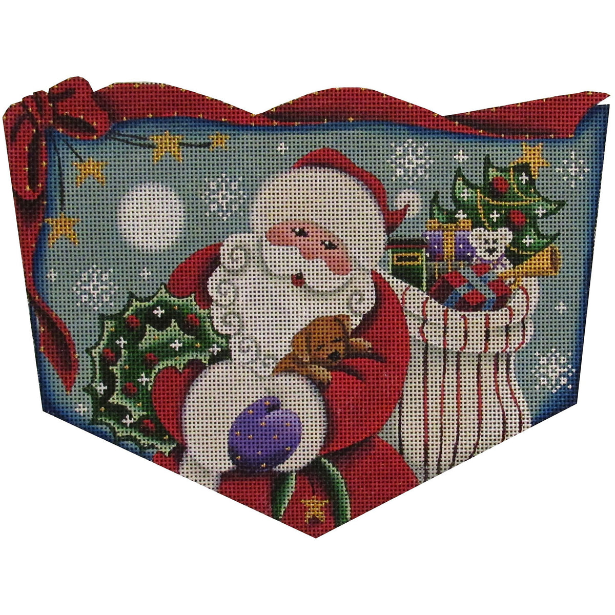 Rebecca Wood Designs Santas Puppy Needlepoint Canvas - 13M