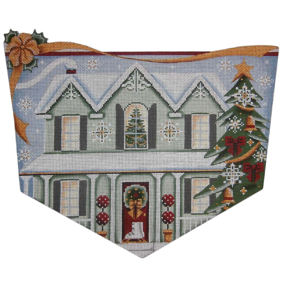 Rebecca Wood Designs Green House Christmas Needlepoint Canvas - 13M