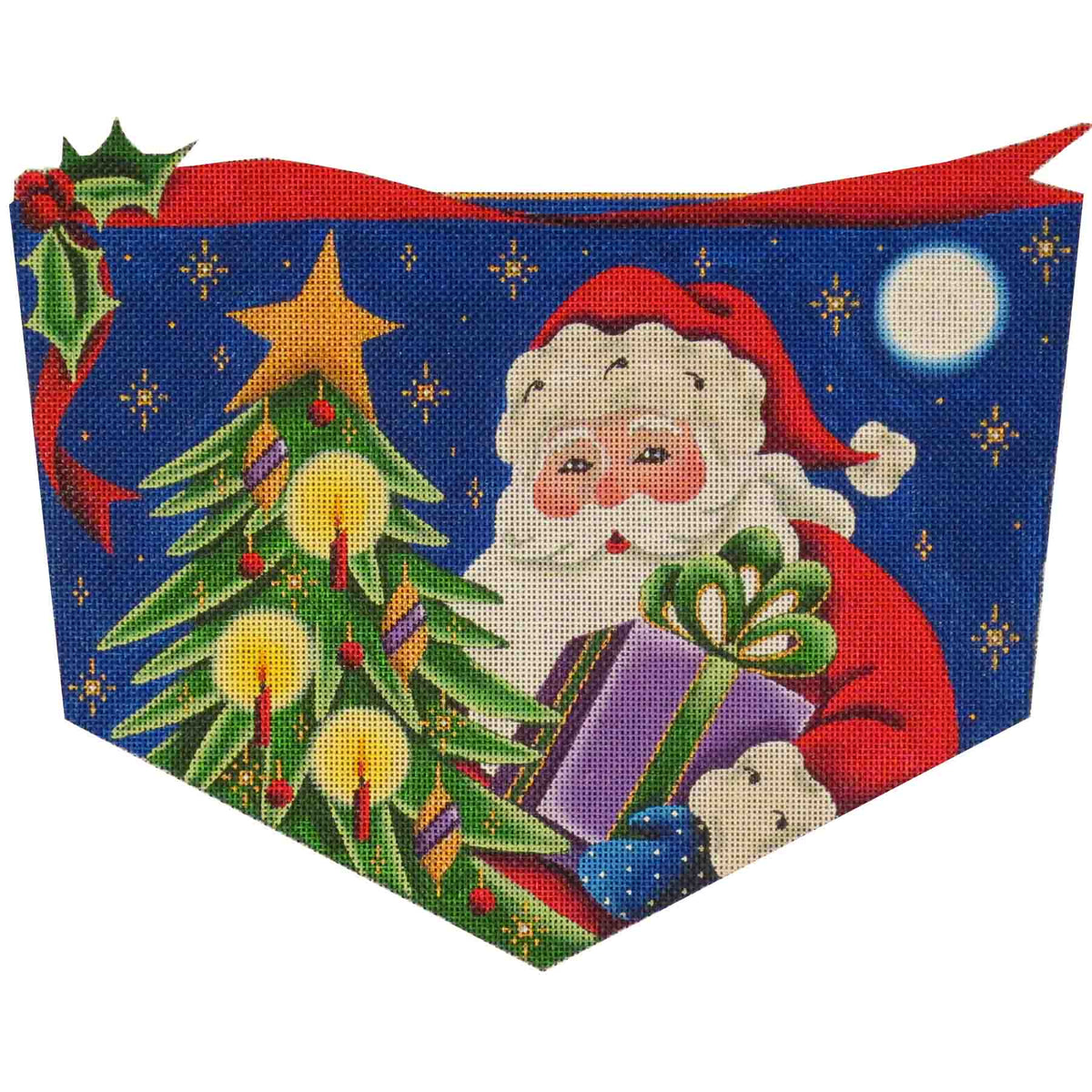 Rebecca Wood Designs Santas Present Round Needlepoint Canvas - 13M