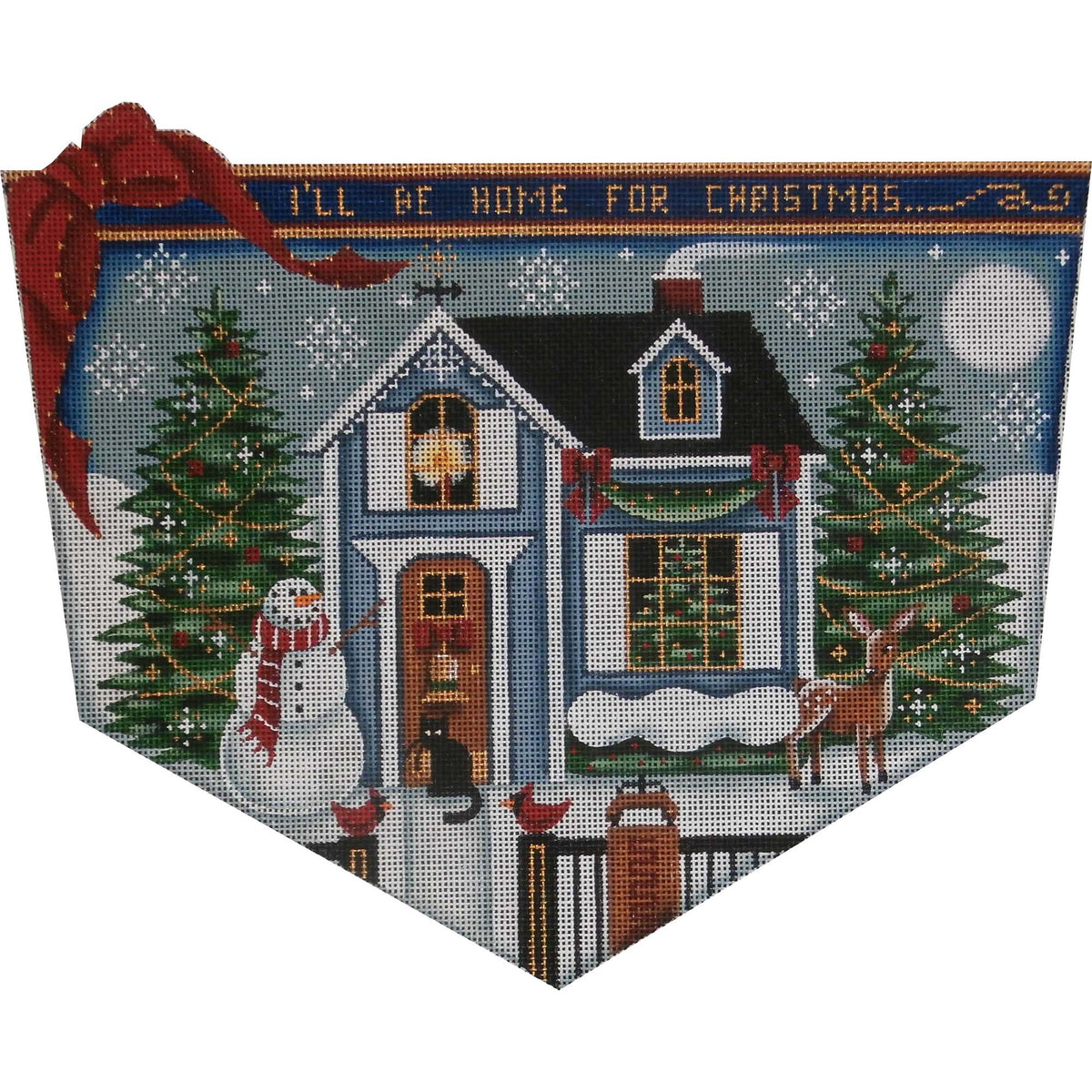 Rebecca Wood Designs Winter Cottage Needlepoint Canvas - 13M