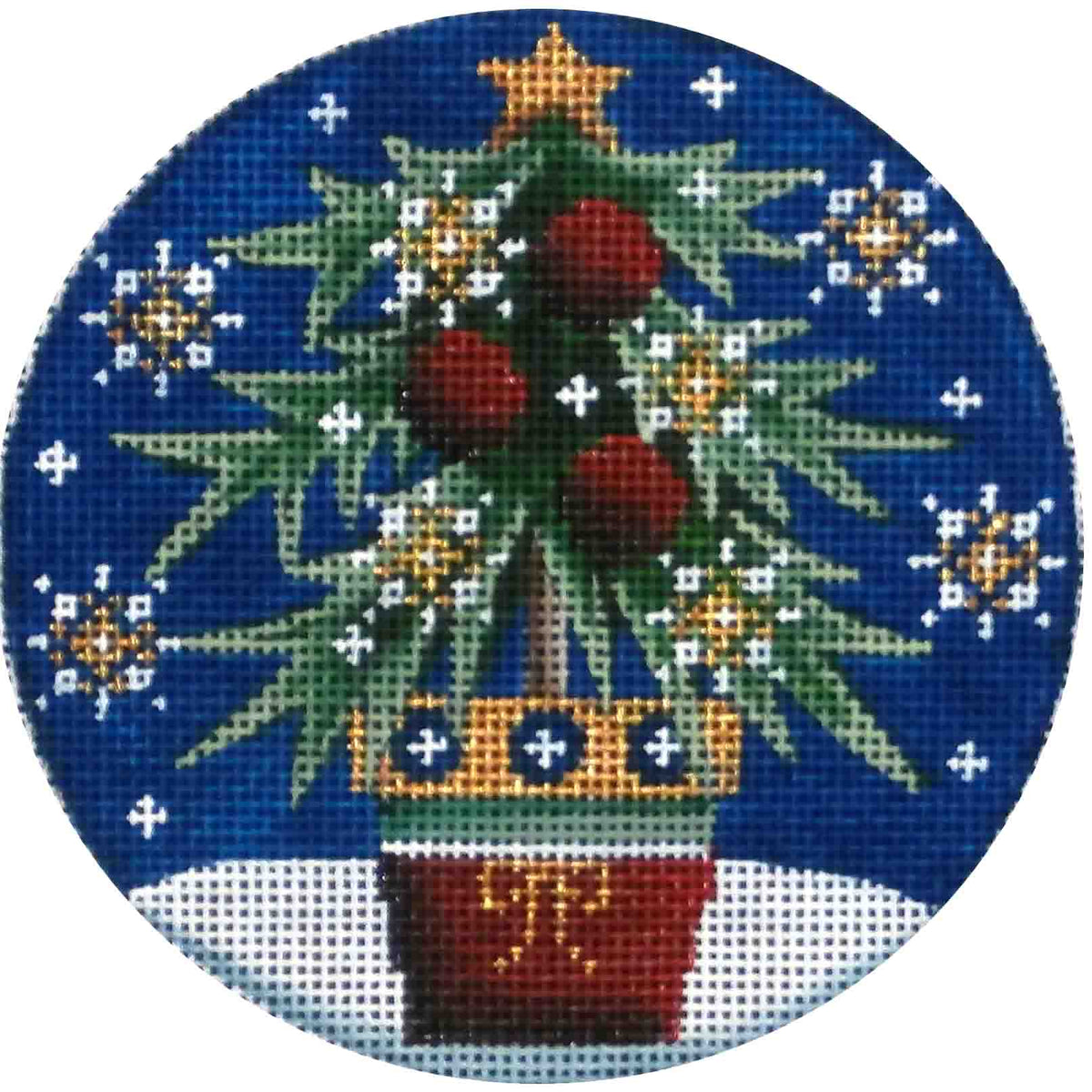 Rebecca Wood Designs Red Ball Tree Ornament Needlepoint Canvas