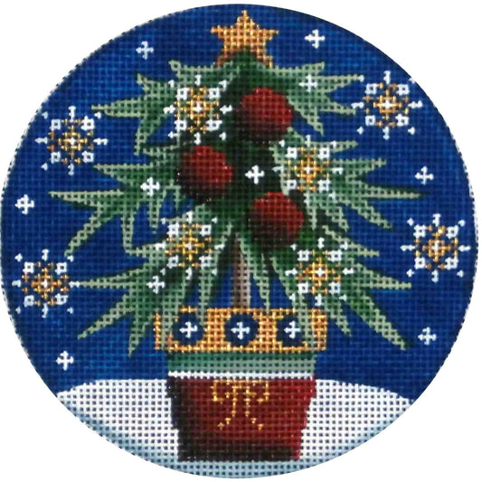 Rebecca Wood Designs Red Ball Tree Ornament Needlepoint Canvas