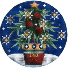 Rebecca Wood Designs Red Ball Tree Ornament Needlepoint Canvas