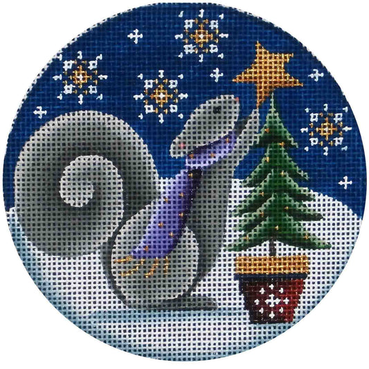 Rebecca Wood Designs Squirrel Tree Ornament Needlepoint Canvas