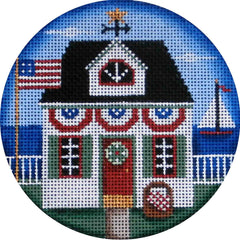Rebecca Wood Designs Patriotic Cottage Needlepoint Canvas