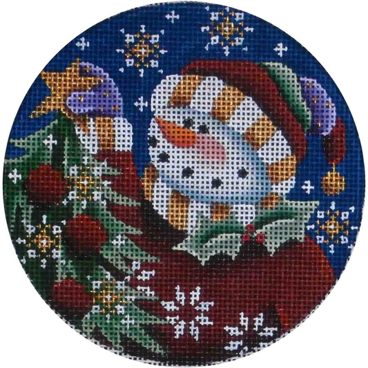 Rebecca Wood Designs Snowman Star Ornament Needlepoint Canvas
