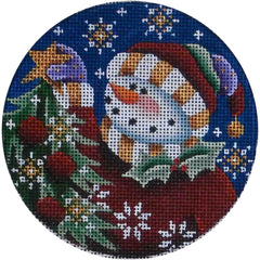 Rebecca Wood Designs Snowman Star Ornament Needlepoint Canvas