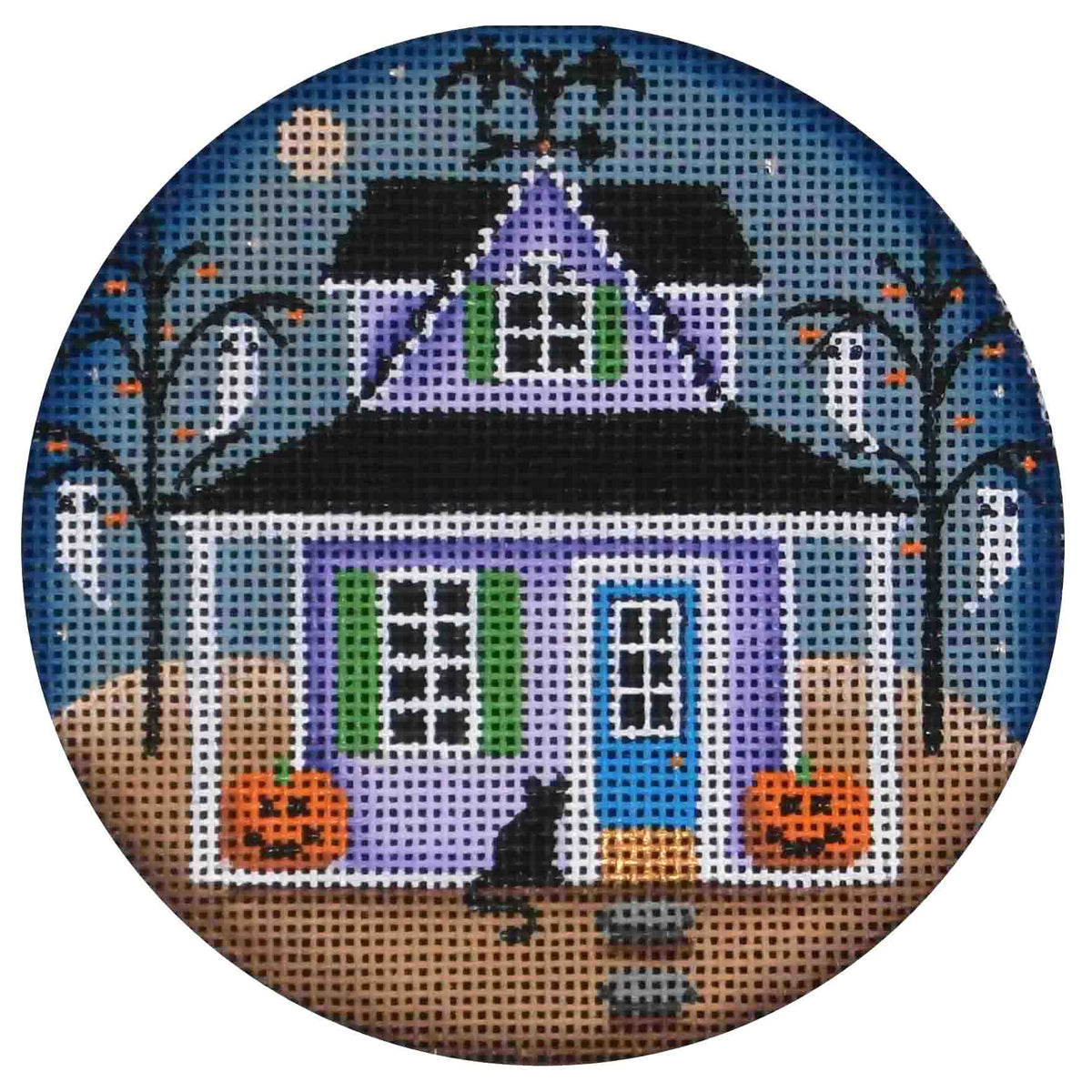 Rebecca Wood Designs Halloween Cottage Needlepoint Canvas