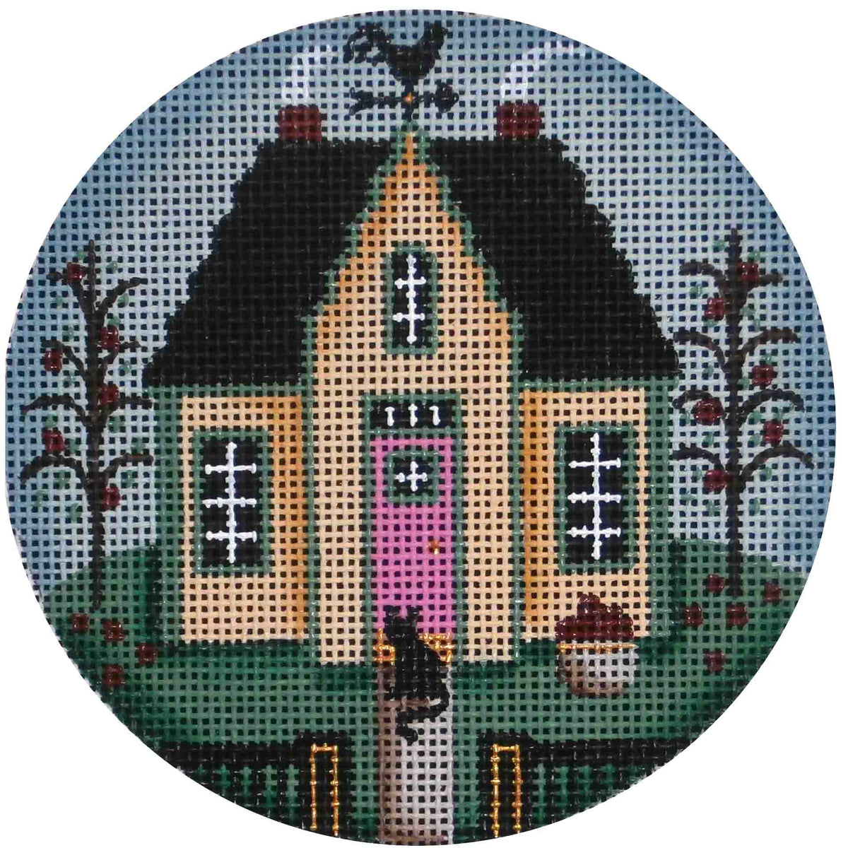 Rebecca Wood Designs Fall Cottage Needlepoint Canvas