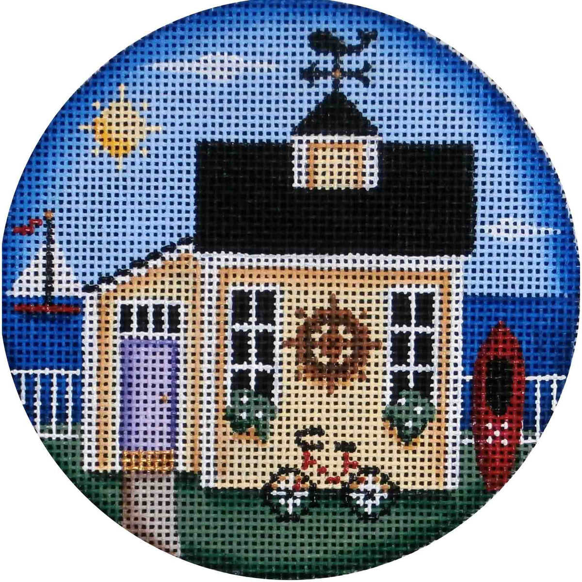 Rebecca Wood Designs Beach Cottage Needlepoint Canvas