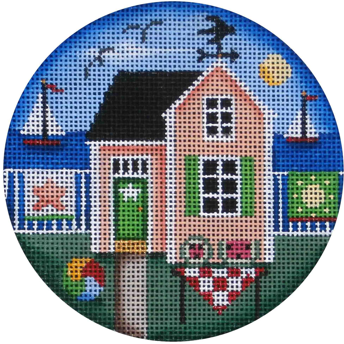Rebecca Wood Designs Picnic Cottage Needlepoint Canvas