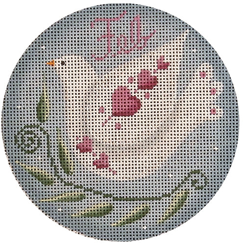 Rebecca Wood Designs February Bird with Hearts Needlepoint Canvas