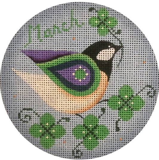 Rebecca Wood Designs March Bird Needlepoint Canvas