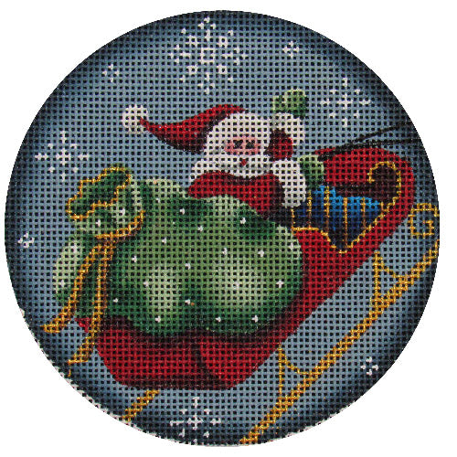 Rebecca Wood Designs Santa and Sleigh Needlepoint Canvas - 18M