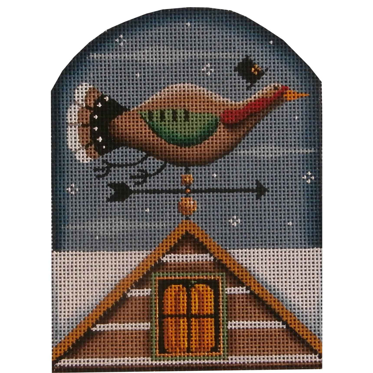 Rebecca Wood Designs Novenber Bird with Hat Vane Needlepoint Canvas - 13M