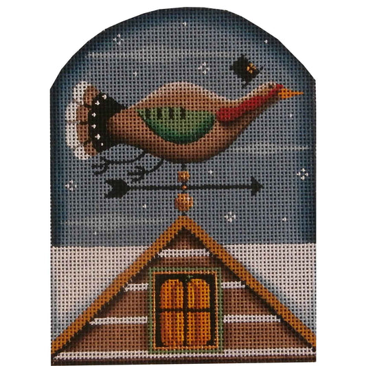 Rebecca Wood Designs Novenber Bird with Hat Vane Needlepoint Canvas - 13M