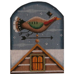 Rebecca Wood Designs Novenber Bird with Hat Vane Needlepoint Canvas - 13M