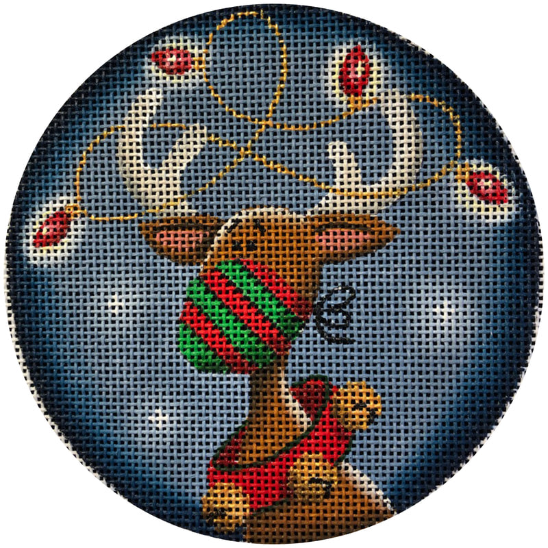 Rebecca Wood Designs Masked Reindeer Needlepoint Canvas
