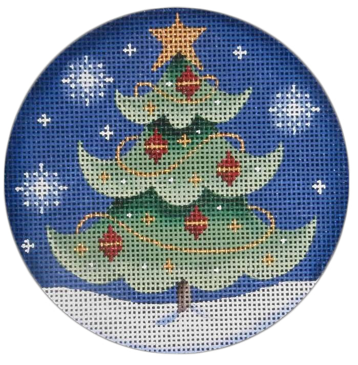 Rebecca Wood Designs Red Ball Christmas Tree Needlepoint Canvas - 18M