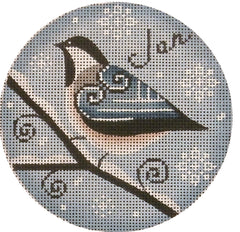 Rebecca Wood Designs January Bird with Snowflakes Needlepoint Canvas