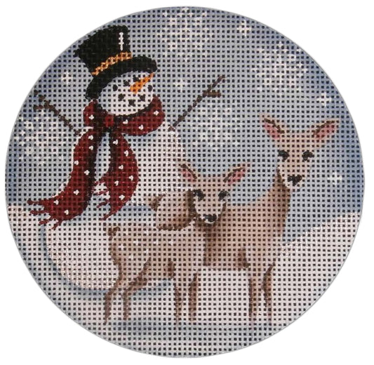 Rebecca Wood Designs Snowman Deer Needlepoint Canvas - 13M