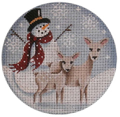 Rebecca Wood Designs Snowman Deer Needlepoint Canvas - 18M