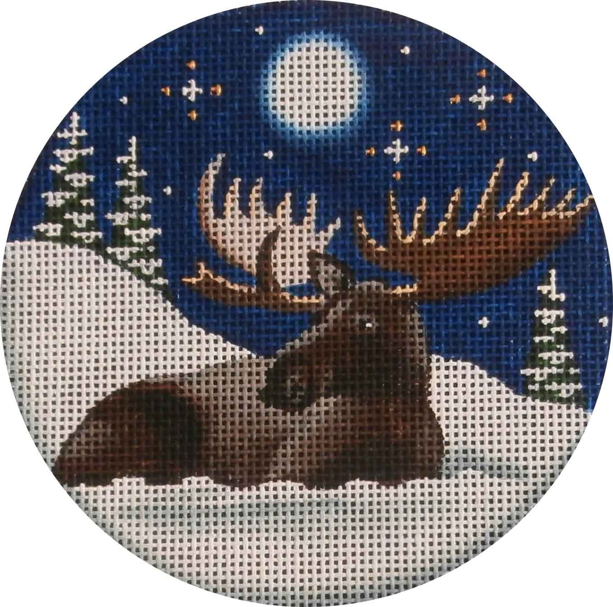 Rebecca Wood Designs Royal Moose on Snow Needlepoint Canvas - 13M