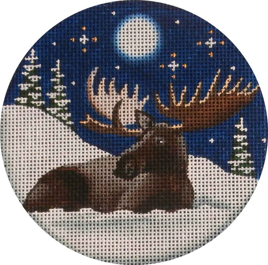 Rebecca Wood Designs Royal Moose on Snow Needlepoint Canvas - 13M