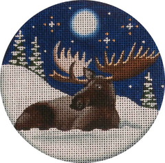 Rebecca Wood Designs Royal Moose on Snow Needlepoint Canvas - 13M