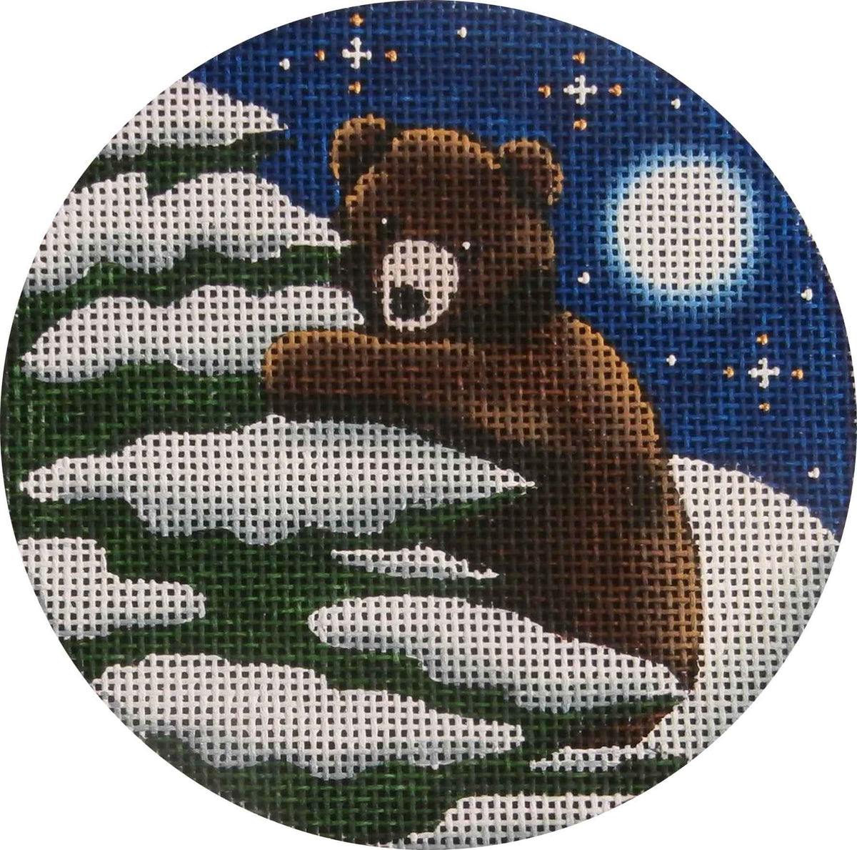 Rebecca Wood Designs Tree Cub & Moon Needlepoint Canvas - 13M
