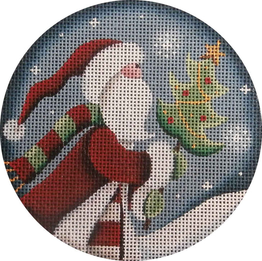 Rebecca Wood Designs Folk Santa with Christmas Tree Needlepoint Canvas - 18M