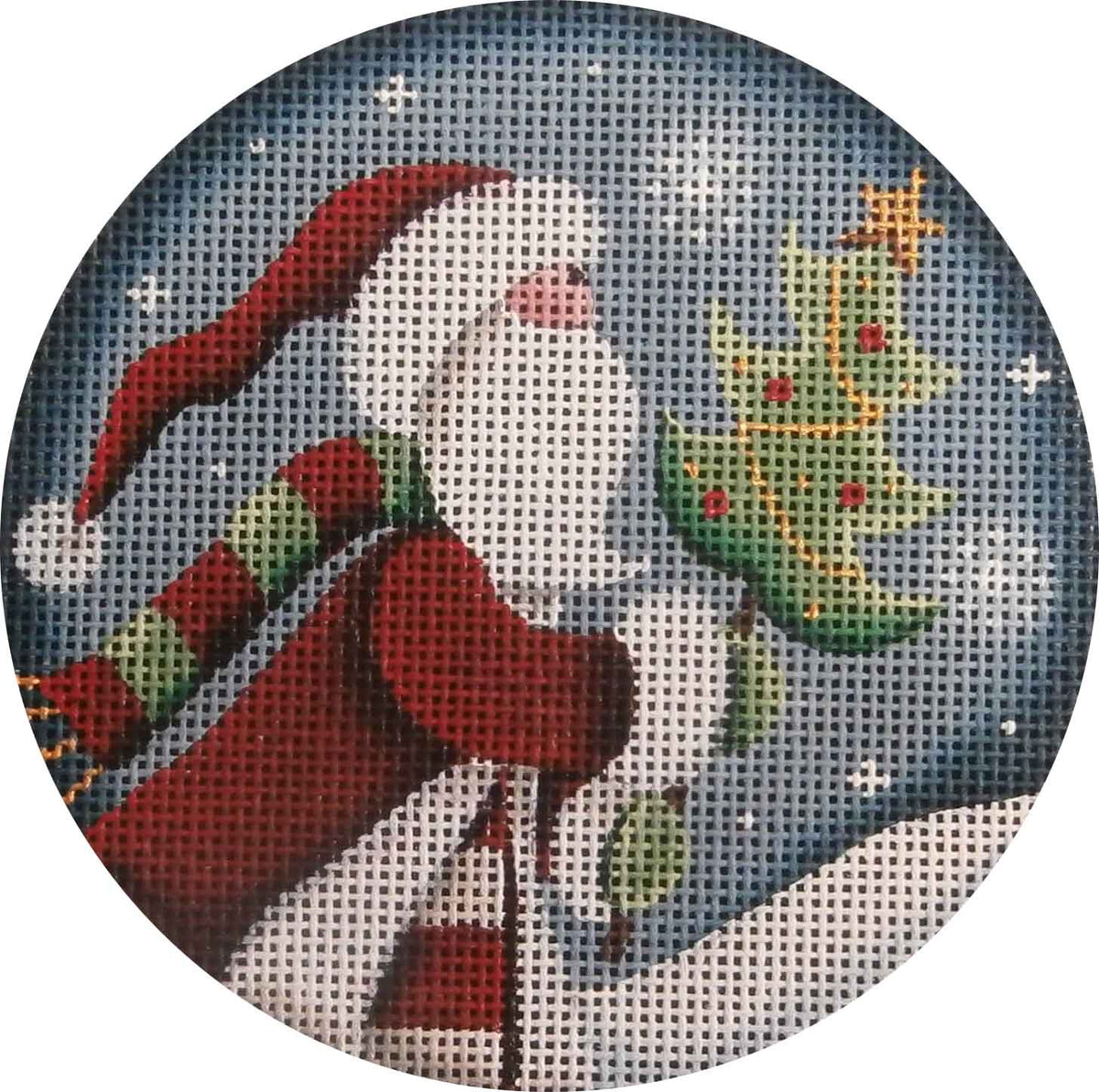 Rebecca Wood Designs Folk Santa with Christmas Tree Needlepoint Canvas - 13M
