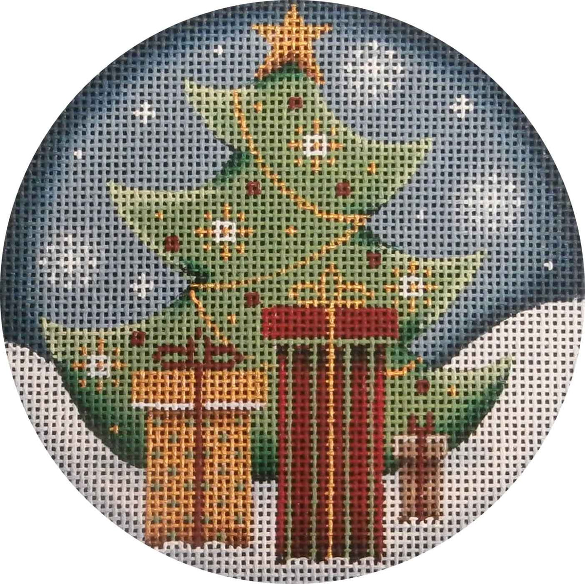 Rebecca Wood Designs Christmas Tree & Presents Needlepoint Canvas - 18M